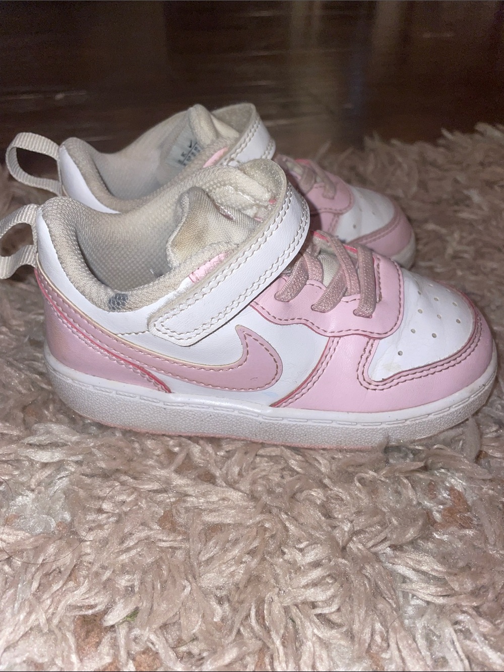 Nike Kids White and Pink Velcro Sneakers